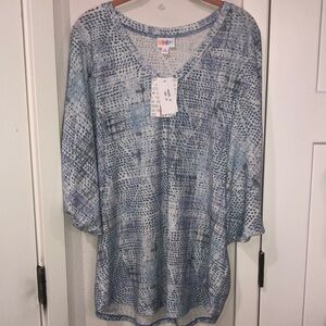 LulaRoe| Top| Women’s| Size M| Blue and white speckled print| Oversize| Slouchy